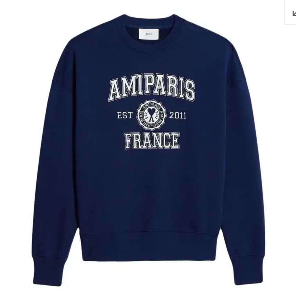 AMI PARIS FRANCE CREWNECK SWEATSHIRT NAUTIC BLUE